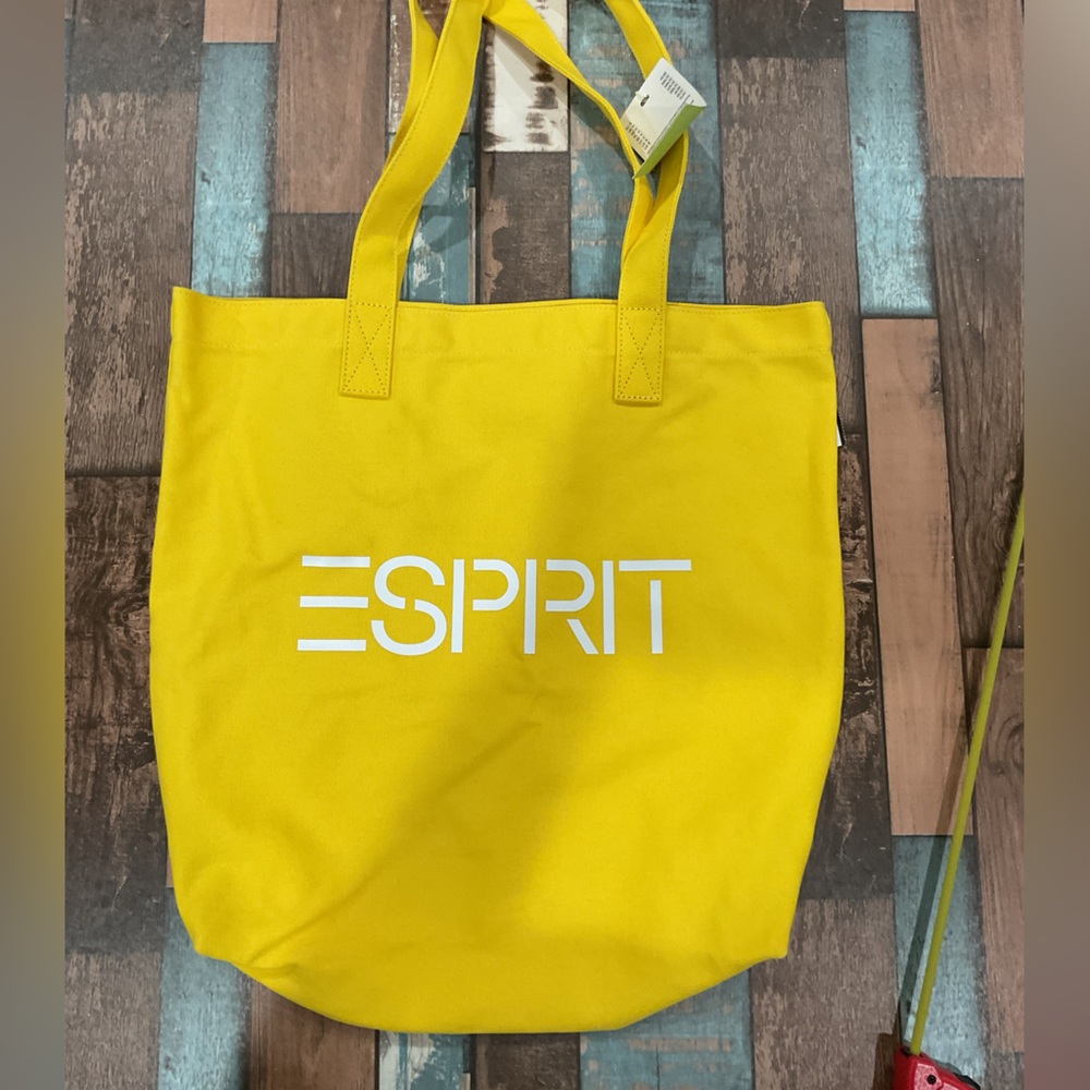 Esprit yellow tote with inside zipper pocket nwt throwback 90
